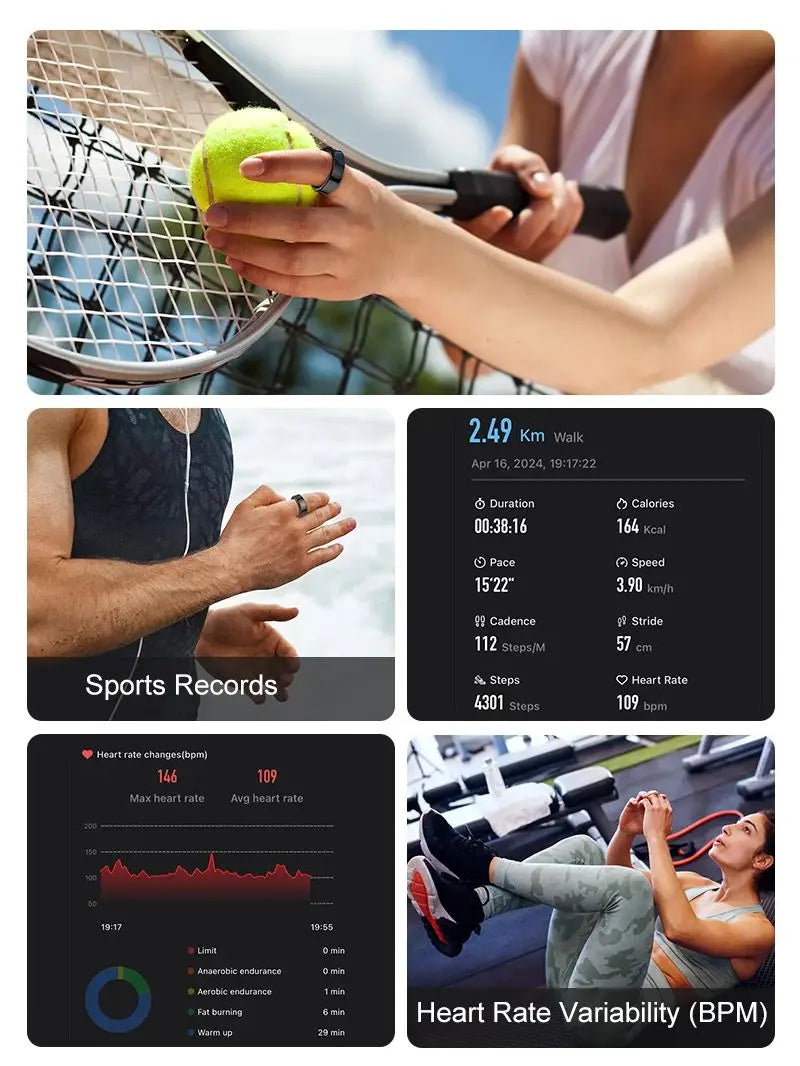 Novo Smart Ring R09 – Monitor de Saúde, Múltiplos Modos Esportivos, Medição de Temperatura da Pele, Resistente à Água 5ATM